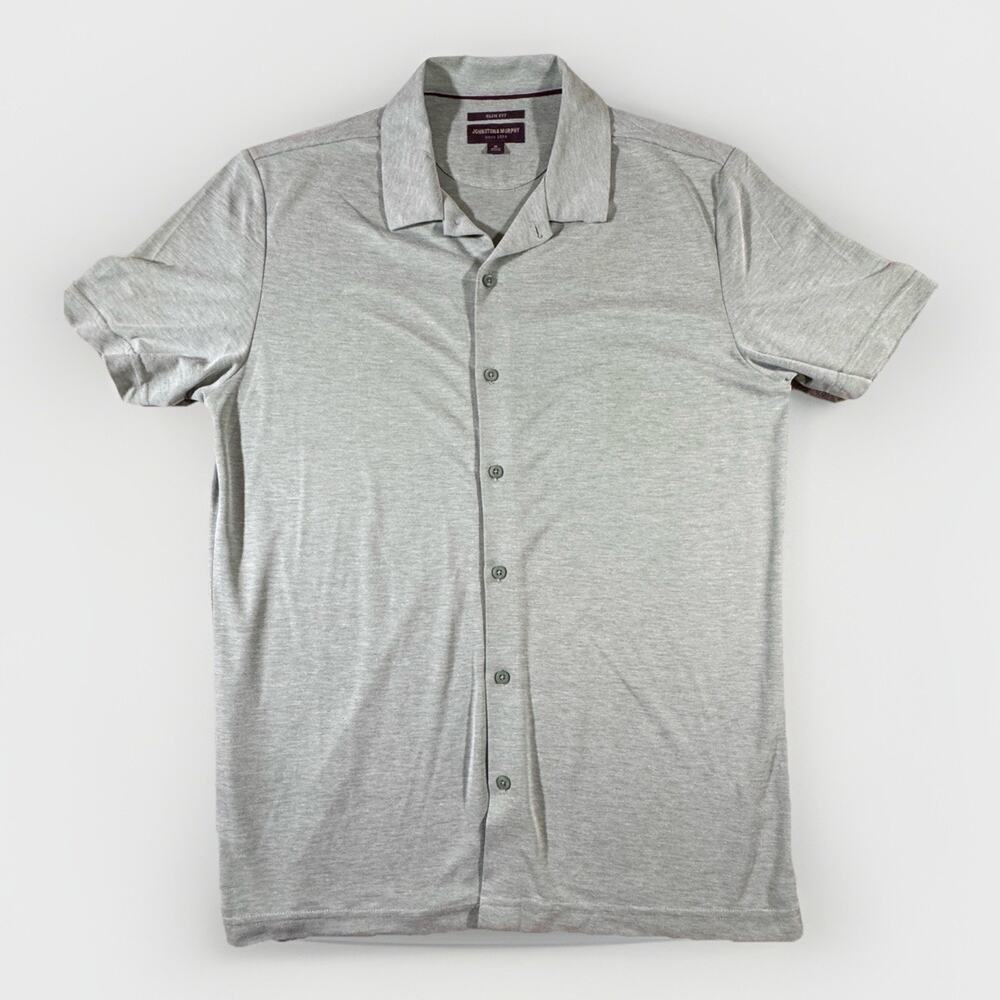 Johnston & Murphy Mens Light Green Short Sleeve Button Up polo Shirt Size M